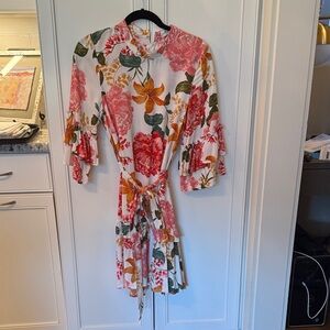 Petal & Pup Floral Midi Dress with Ruffle Sleeves